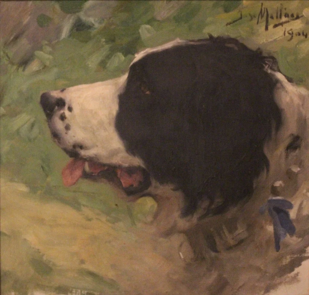 Pintura Cabeça de Cão (Kaiser), de José Malhoa, 1904 — retrato do cão da família Relvas, coleção Casa dos Patudos
